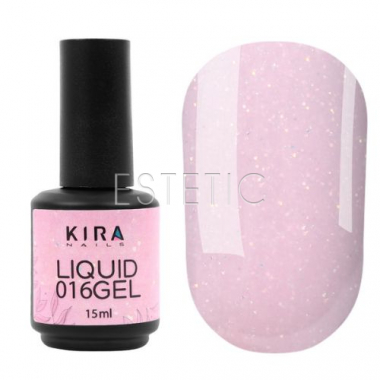 Жидкий гель Kira Nails Liquid Gel 016 айвори розовый с микроблеском опал, 15 мл