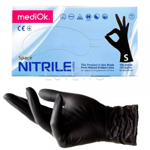 Рукавички нітрилові MediOk Black S, 3,3г x м2, черні попарно