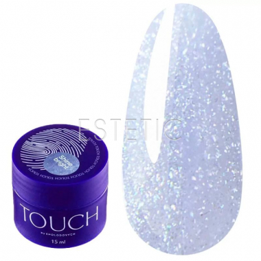 Гель для ногтей Touch Builder Gel Shine Bright -2 молочно-голубой с бриллиантовым шиммером 15мл