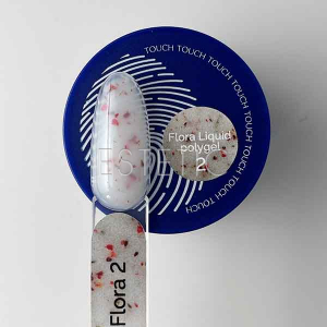 Рідкий полігель Touch Flora liquid polygel 2 молочний з червоними сухоцвітами, 15мл