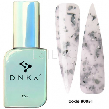 Жидкий гель DNKa Liquid Acrygel #0051 Hercules молочный с серебристой и белой поталью,12 мл