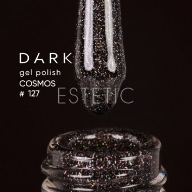 Гель-лак Dark gel polish 127 Cosmos чорний з голографічними блискітками, 6 мл