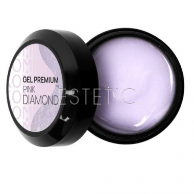 Гель для ногтей Komilfo Gel Premium Pink Diamond прозрачный с розовым бриллиантовым шиммером, 30 г