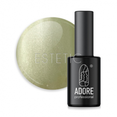 Гель-лак ADORE Gel Polish Cat’s Eye Mm-12 витражный, кошачий глаз металлический светлый хаки, 8 мл