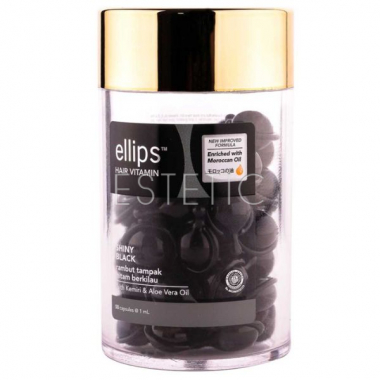 Ellips Витамины для волос Hair Silky Black with Pro-Keratin Ночное сияние с фундуком и маслом Алоэ 