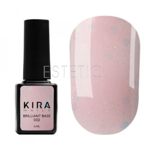 Камуфлирующая база Kira Nails Brilliant Base 002 нежно-розовая з опаловым брокатом, 6 мл