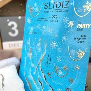 Cлайдери для нігтів SLIDIZ 272 на водній основі фольоговані золотом, сніжинки, лунки, snowflake
