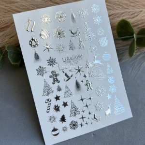 Слайдер-дизайн UAslider Fs 197 silver, фольга срібло, Новий рік, ялинки, сніжинки, іграшки