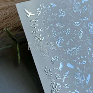 Слайдер-дизайн UAslider Fs 198 silver, рідкий метал, срібло, змії, пір'я, птахи