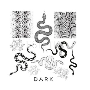 Пластина для стемпінгу DARK Snake Mini, змії, зміїна шкіра, 6,5x6,5
