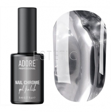 Краска для ногтей ADORE NAIL CHROME металлическая, серебро, 8 мл