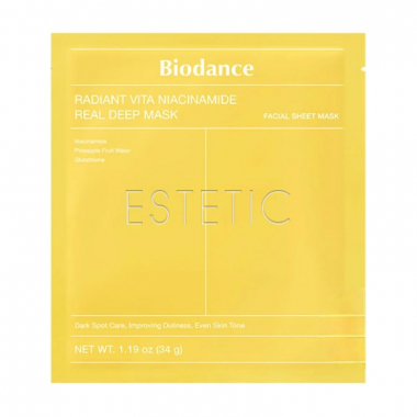 Маска для лица гидрогелевая Biodance Radiant Vita Niacinamidel Deep mask для сияния кожи, 34г