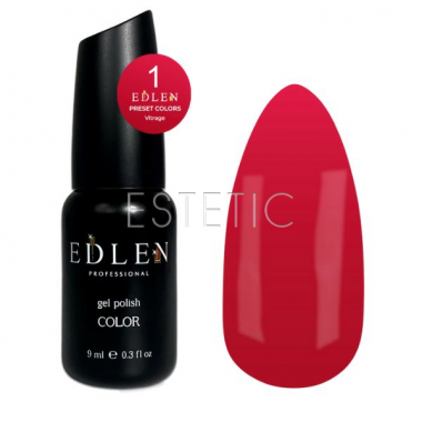 Гель-лак EDLEN Presets Color №1 вітражний червоний, 9 мл