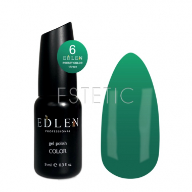 Гель-лак EDLEN Presets Color №6 витражный зеленый, 9 мл