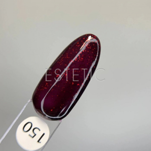 Однофазний гель-лак YO! Nails One Step 150 счтигла вишня з червоними блискітками, 8 мл