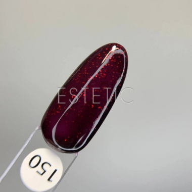 Однофазный гель-лак YO! Nails One Step 150 спелая вишня с красными блестками, 8 мл