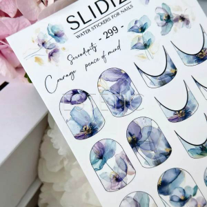 Cлайдери для нігтів SLIDIZ 299 на водній основі, квіти акварель, френч