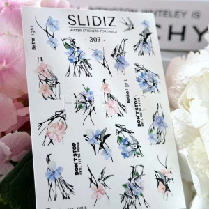 Cлайдери для нігтів SLIDIZ 307 на водній основі, гортензія, ластівки