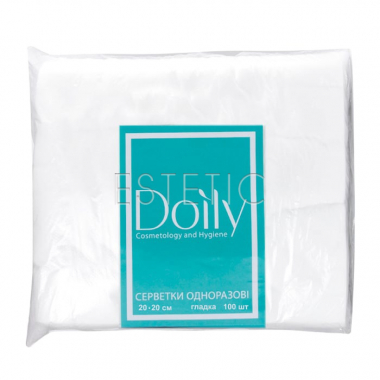 DOILY Серветки 20*20 см спанлейс гладка, 40 г/м2, пачка 100 шт