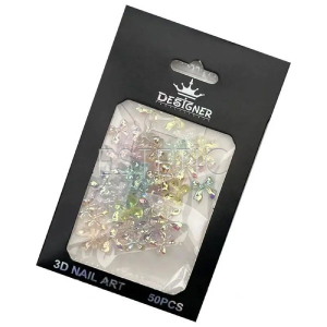 3D Набір фігурок Бантики Аврора для об'ємного дизайну нігтів, 50 шт в уп.