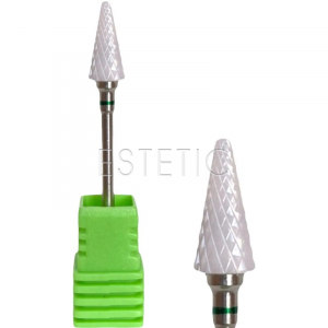 Насадка для фрезера керамическая Конус Острый, зеленая елка, 7x14 мм