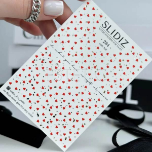 Cлайдеры для ногтей SLIDIZ 284 на водной основе с фольгой, сердечки