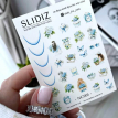 Cлайдеры для ногтей SLIDIZ NC-001 без лишней пленки, френч, гортензия