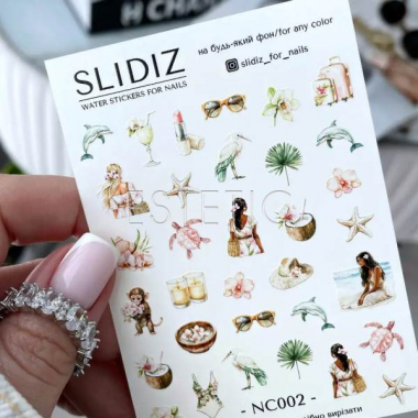 Cлайдеры для ногтей SLIDIZ NC-002 без лишней пленки, пляж, море