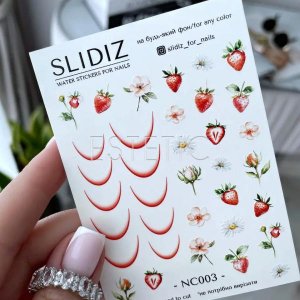 Cлайдеры для ногтей SLIDIZ NC-003 без лишней пленки, френч, клубника