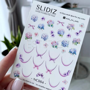 Cлайдеры для ногтей SLIDIZ NC-004 без лишней плёнки, гортензия, френч