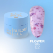 Гель для ногтей Lunamoon Flower Gel №2 молочно-сиреневый с сиреневыми сухоцветами, 15 мл