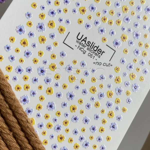 UA Slider Слайдери без зайвої плівки gold NCg 051 незабудки, квіти жовто-блакитні