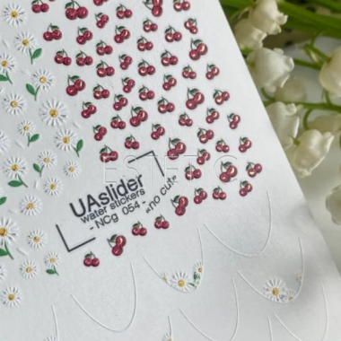 UA Slider Слайдеры без лишней пленки gold NCg 054 лунки, френч, вишни, ромашки