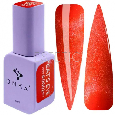 Гель-лак DNKa Color Gel Polish #0002 80`s Cat`s Eye оранжево-коралловый кошачий глаз, 12 ml