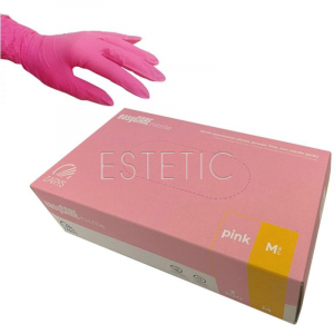 Рукавички нітрилові easyCARE Pink рожеві, 4 г, р.M, 100 шт пачка