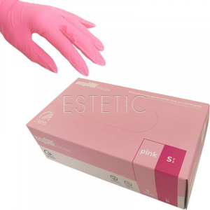 Рукавички нітрилові easyCARE Pink рожеві, 4 г, р.S, 100 шт пачка