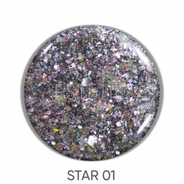 Гель-лак Dark Star gel polish 01 прозрачный с серебристым та голографическим глитером, 5 мл