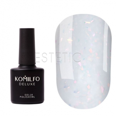 База для гель-лака Komilfo Sweety Base 001 молочная с поталью хамелеон, 8 мл