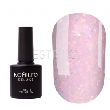 База для гель-лака Komilfo Sweety Base 002 нежно-розовая с поталью золото хамелеон, 8 мл