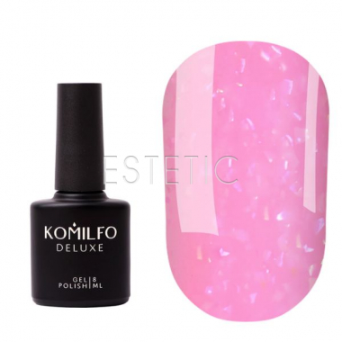 База для гель-лака Komilfo Sweety Base 004 ярко-розовый с поталью хамелеон, 8 мл