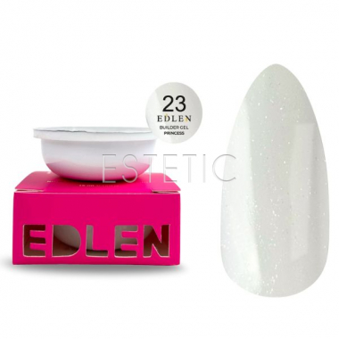 Гель для ногтей EDLEN Builder gel 23 Princess Сменный картридж, молочный с микроблеском, 15 мл