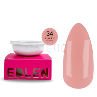 Гель для ногтей EDLEN Builder gel 34 Office, сменный картридж, бежево-розовый нюд, 30 мл