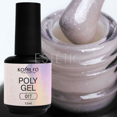 Рідкий гель Komilfo PolyGel 017 світлий беж з срібним шимером, 15 мл