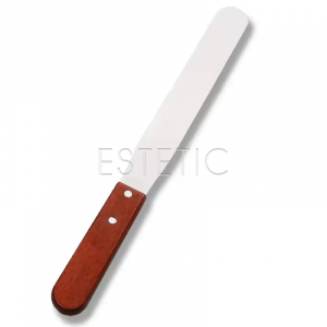 Шпатель косметичний металевий, дерев'яна ручка 26,7см