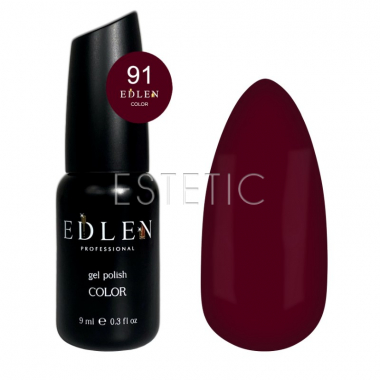 Гель-лак Edlen Color №091 рубіновий, молодого червоного вина, 9 мл