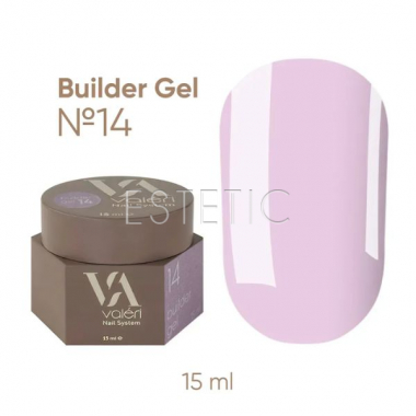 Гель для ногтей Valeri Builder Gel №14 пастельный нежно-лиловый, 15 мл 