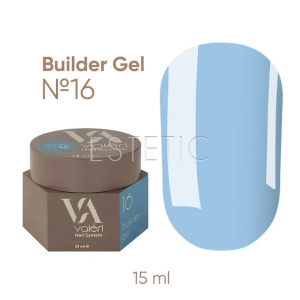 Гель для ногтей Valeri Builder Gel №16 голубой, 15 мл 