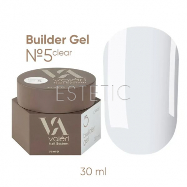 Гель для ногтей Valeri Builder Gel №05 прозрачный, 30 мл 