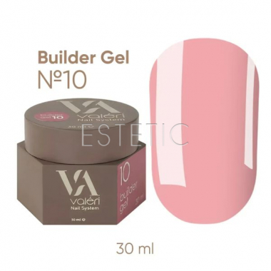 Гель для ногтей Valeri Builder Gel №10 нюдовый розовый тёплый, 30 мл 