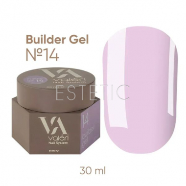 Гель для ногтей Valeri Builder Gel №14 пастельный нежно-лиловый, 30 мл 